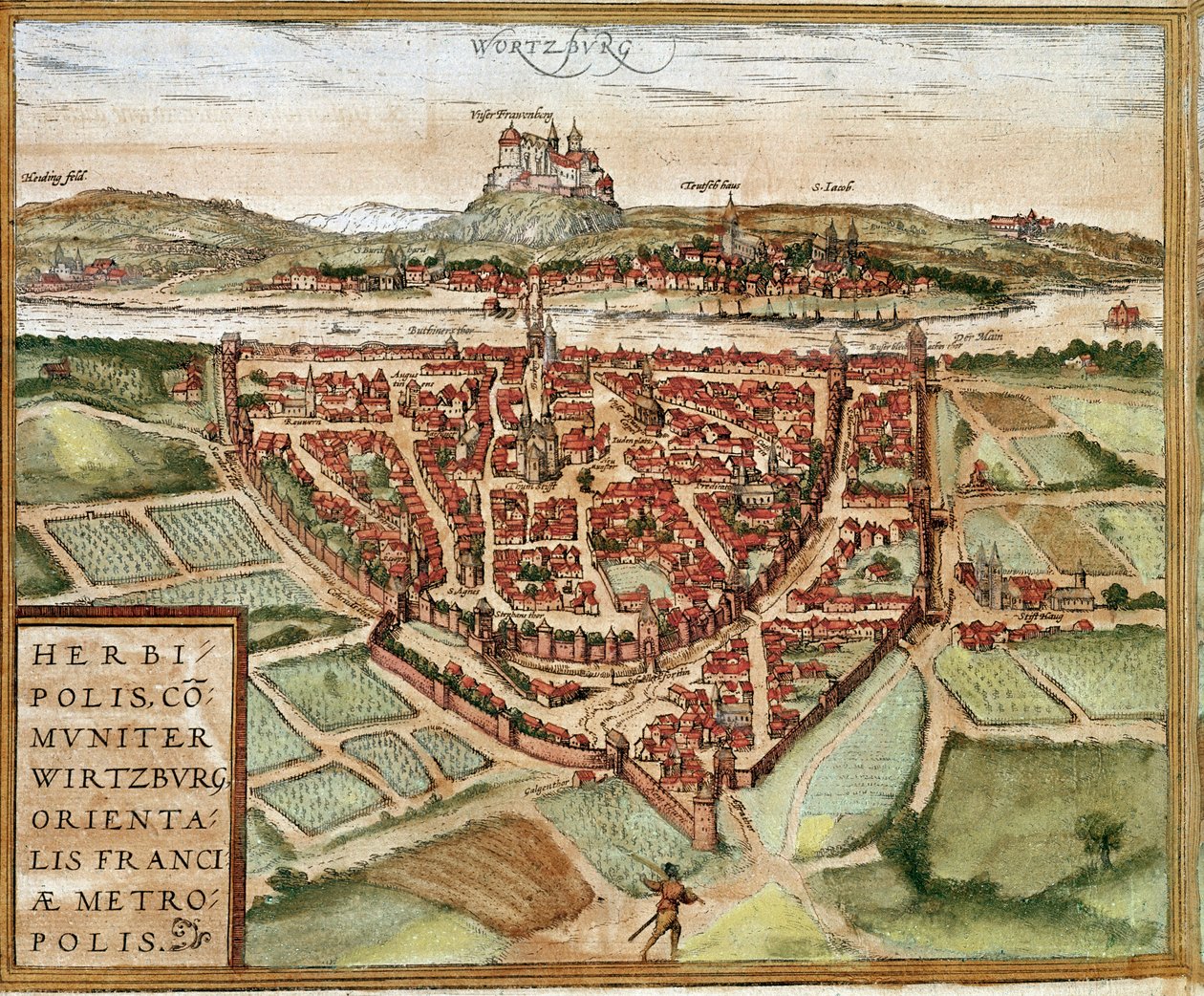 Würzburg - Tyskland (gravyr av Franz Hogenberg