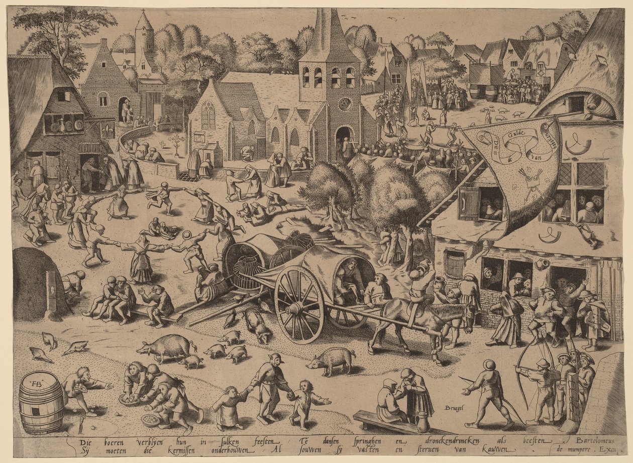 Bymässa i Hoboken av Franz Hogenberg after Pieter Bruegel the Elder