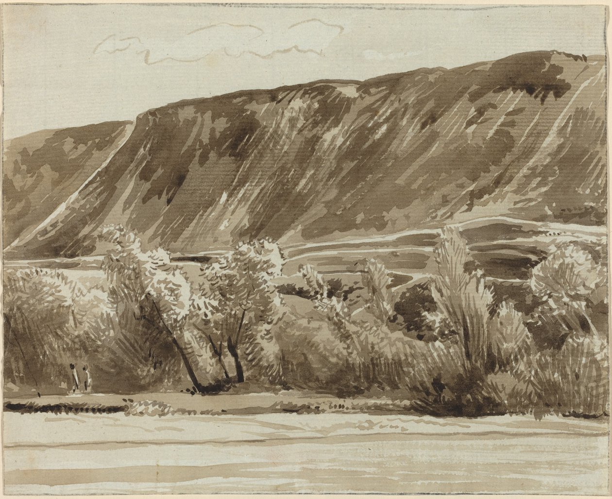 En flodbank med berg bortom av Franz Innocenz Josef Kobell