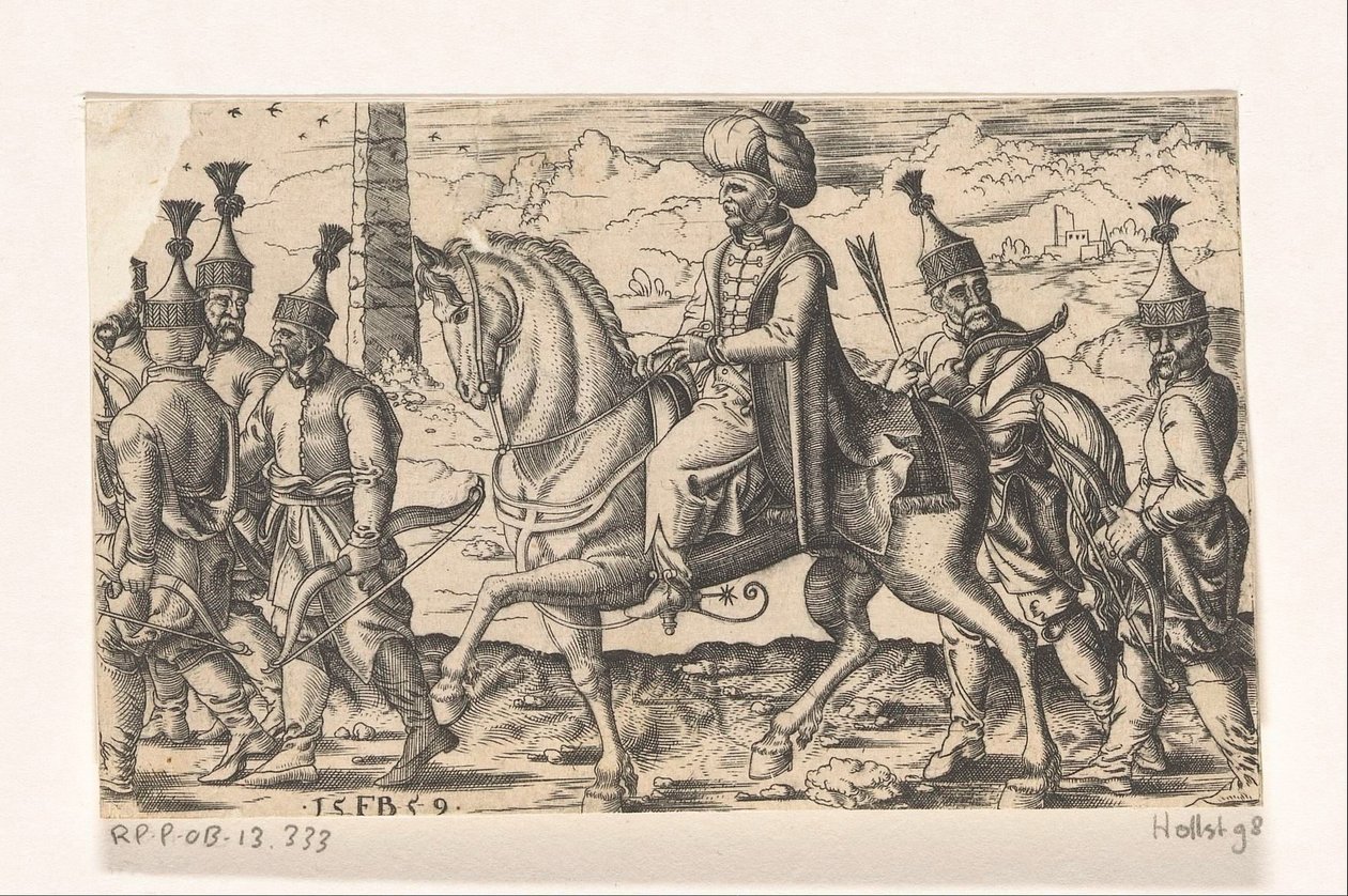 Sultan till häst i sällskap av soldater av Franz Isaac Brun
