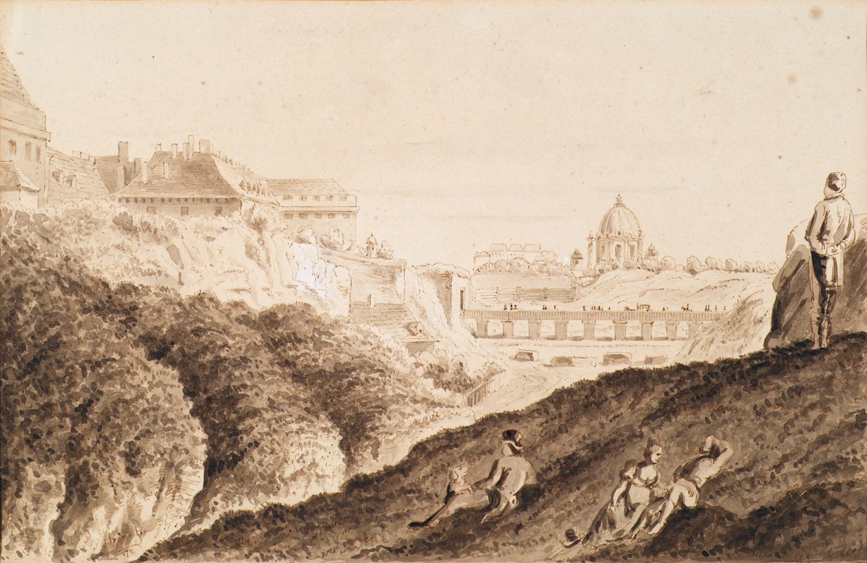 Hofburg med vallgrav, slottsport och bro av Franz Jaschke