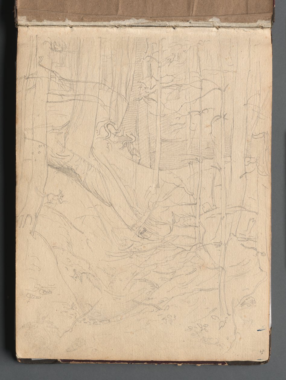 Album med utsikt över Rom och omgivningar, Landskapsstudier, sida 01a: Romerskt landskap. av Franz Johann Heinrich Nadorp