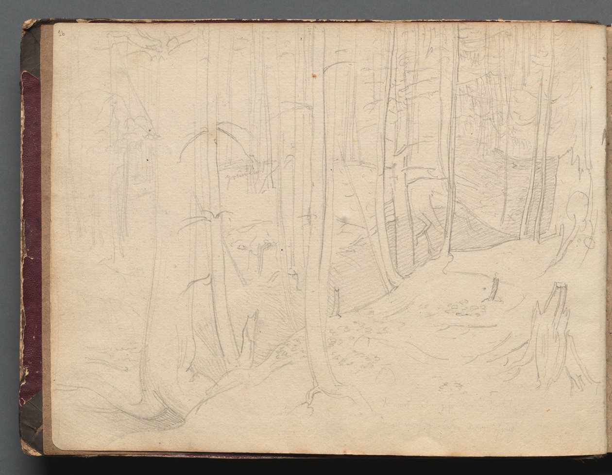 Album med vyer över Rom och dess omgivningar, Landskapsstudier, sid 01b: Romerskt landskap av Franz Johann Heinrich Nadorp