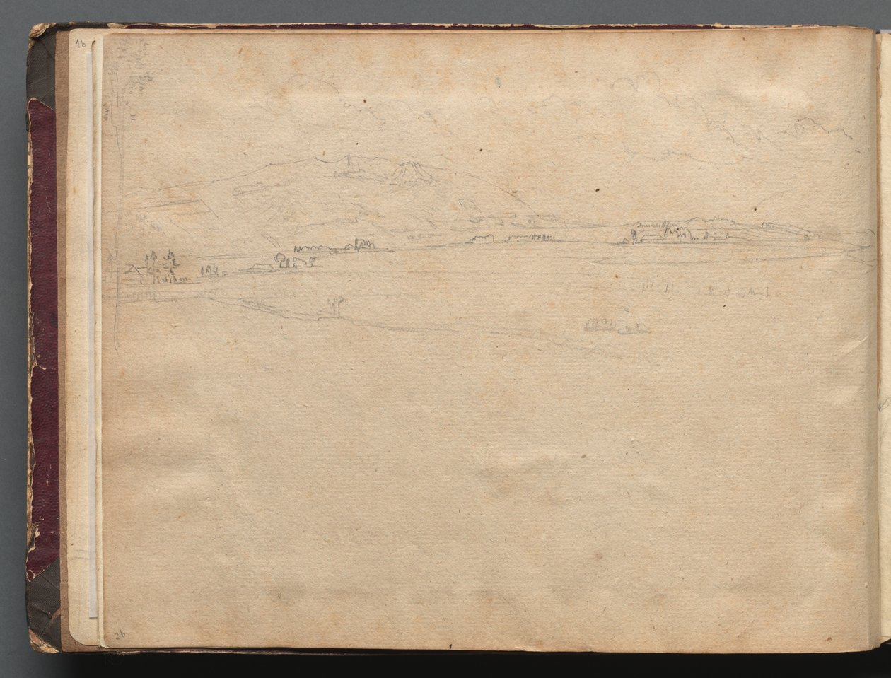 Album med utsikt över Rom och omgivningar, landskapsstudier, sida 03b: Roman Panoramic…. av Franz Johann Heinrich Nadorp