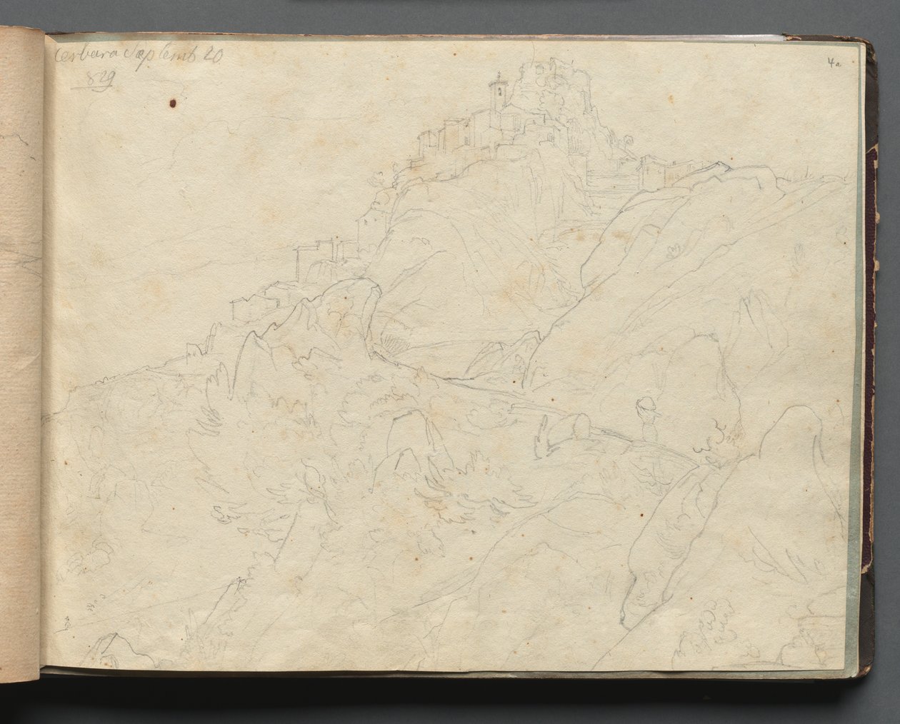 Album med utsikt över Rom och omgivningar, landskapsstudier, sida 04a: Cervera. av Franz Johann Heinrich Nadorp
