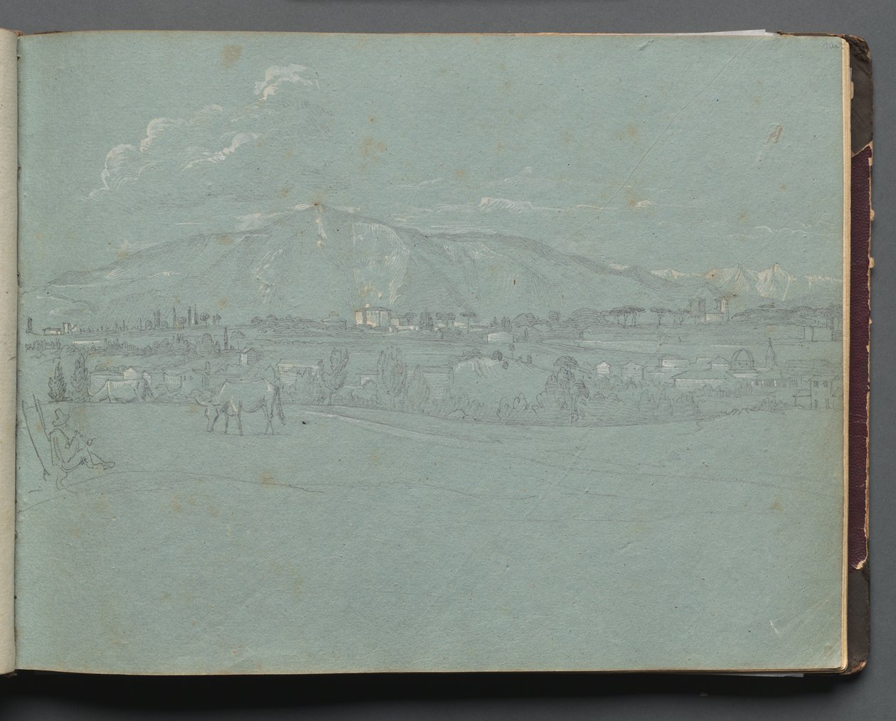 Album med utsikt över Rom och omgivningar, Landskapsstudier, sida 10a: Romerskt landskap av Franz Johann Heinrich Nadorp