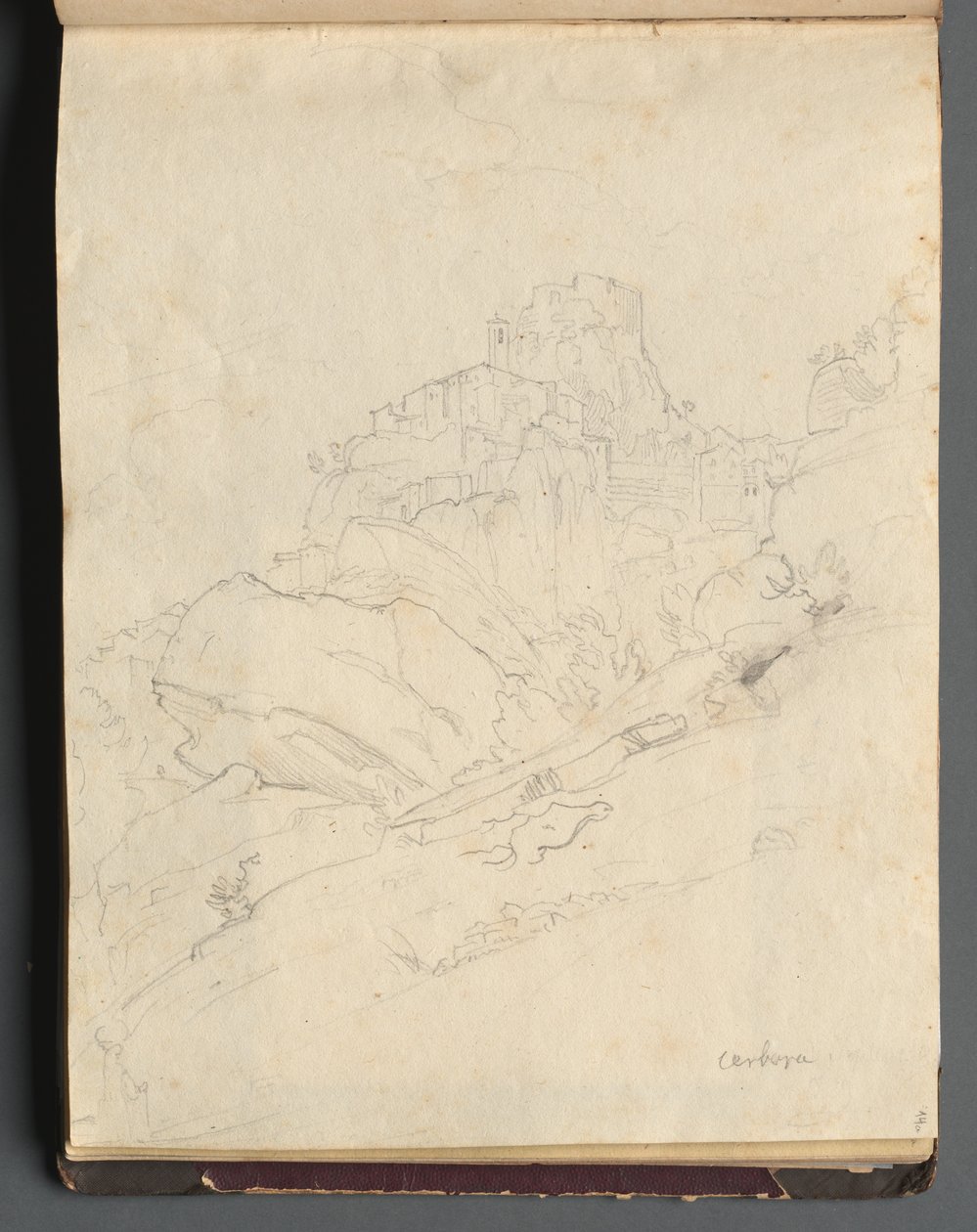 Album med utsikt över Rom och omgivningar, landskapsstudier, sida 14a: Cervera. av Franz Johann Heinrich Nadorp