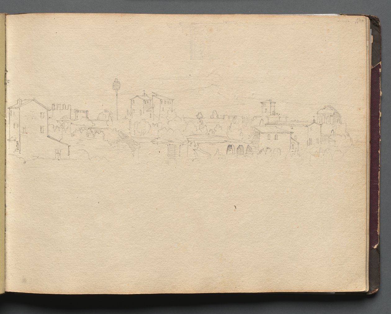Album med utsikt över Rom och omgivningar, landskapsstudier, sida 16a: Romersk utsikt. av Franz Johann Heinrich Nadorp