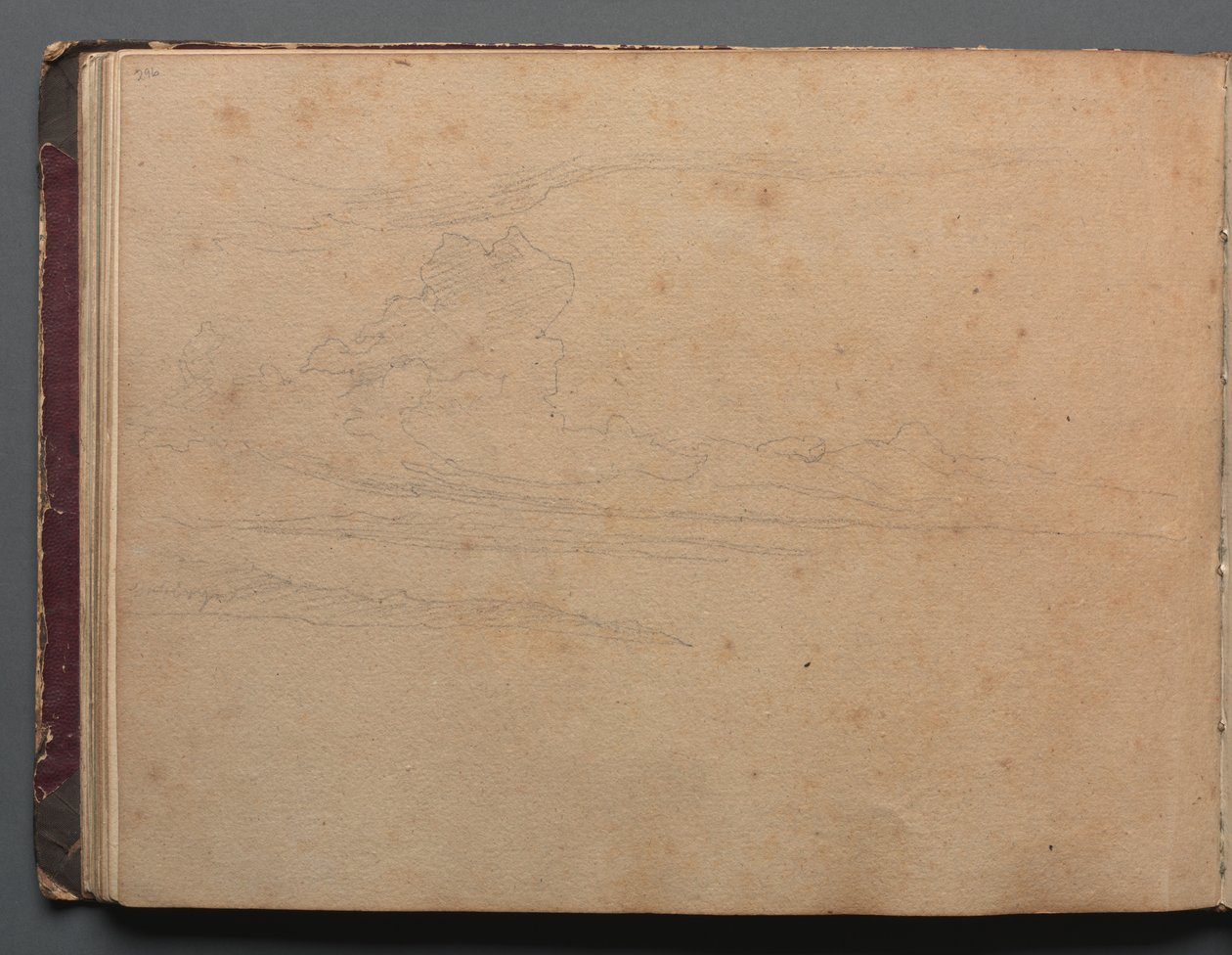 Album med utsikt över Rom och omgivningar, Landskapsstudier, sidan 29b: Landskapsstudie. av Franz Johann Heinrich Nadorp