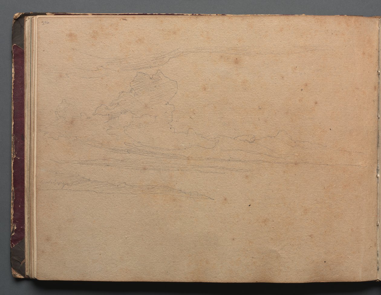Album med utsikt över Rom och omgivningar, Landskapsstudier, sidan 29b: Landskapsstudie av Franz Johann Heinrich Nadorp