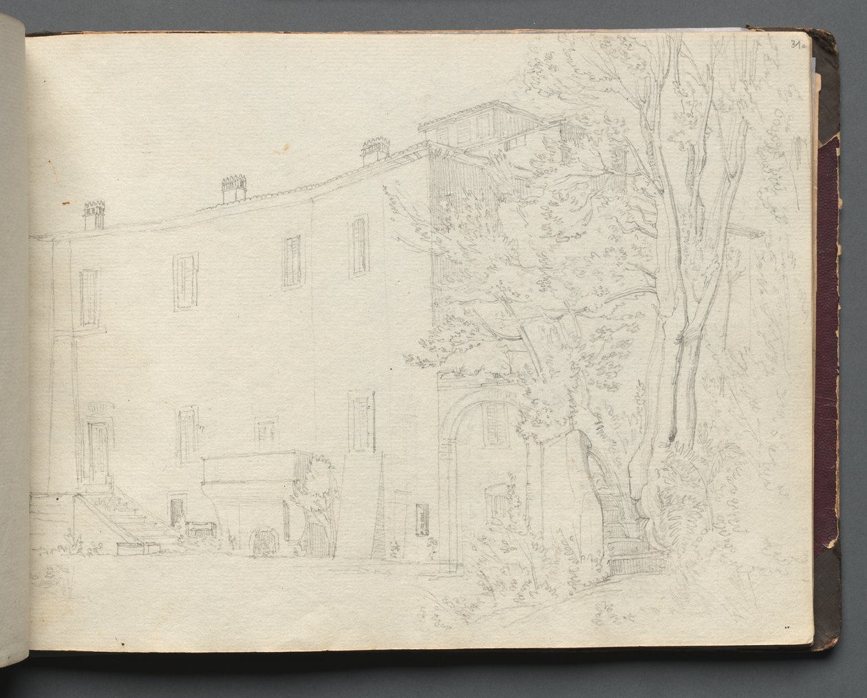 Album med utsikt över Rom och omgivningar, landskapsstudier, sida 31a: Romersk arkitekturstudie. av Franz Johann Heinrich Nadorp