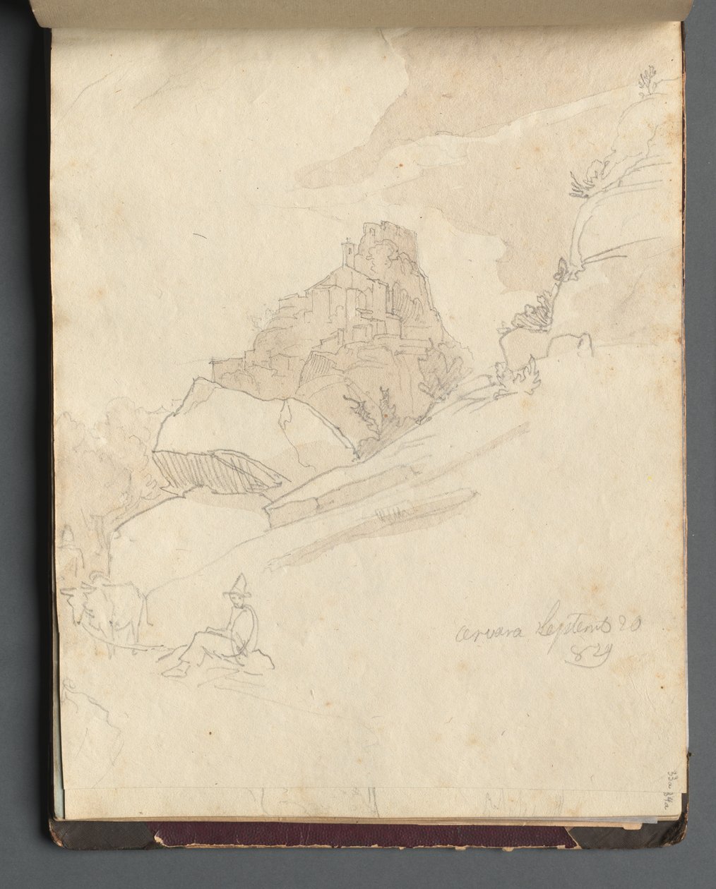Album med utsikt över Rom och omgivningar, Landskapsstudier, sida 33a: Cervera. av Franz Johann Heinrich Nadorp