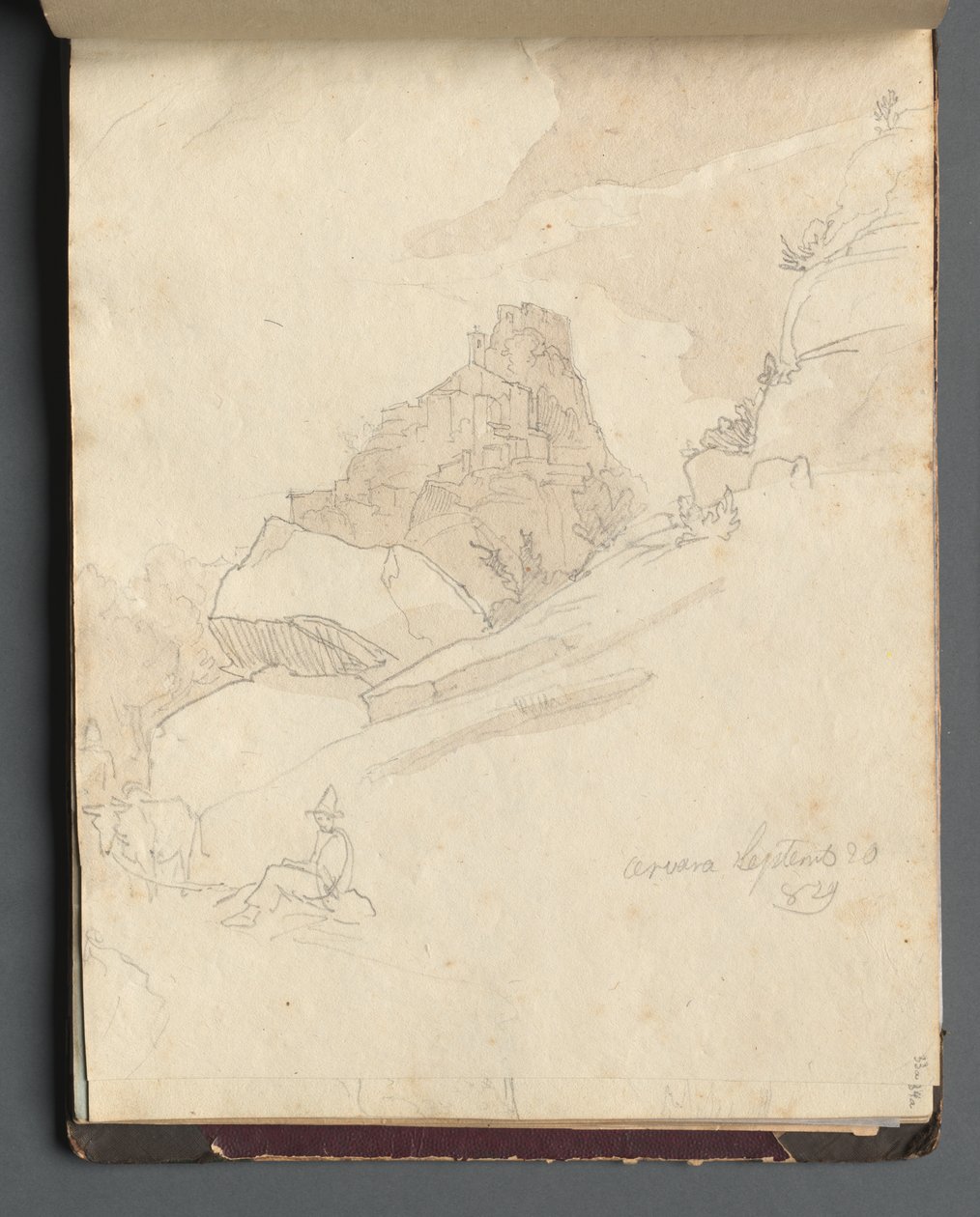 Album med utsikt över Rom och omgivningar, landskapsstudier, sida 33a: "Cervera" av Franz Johann Heinrich Nadorp