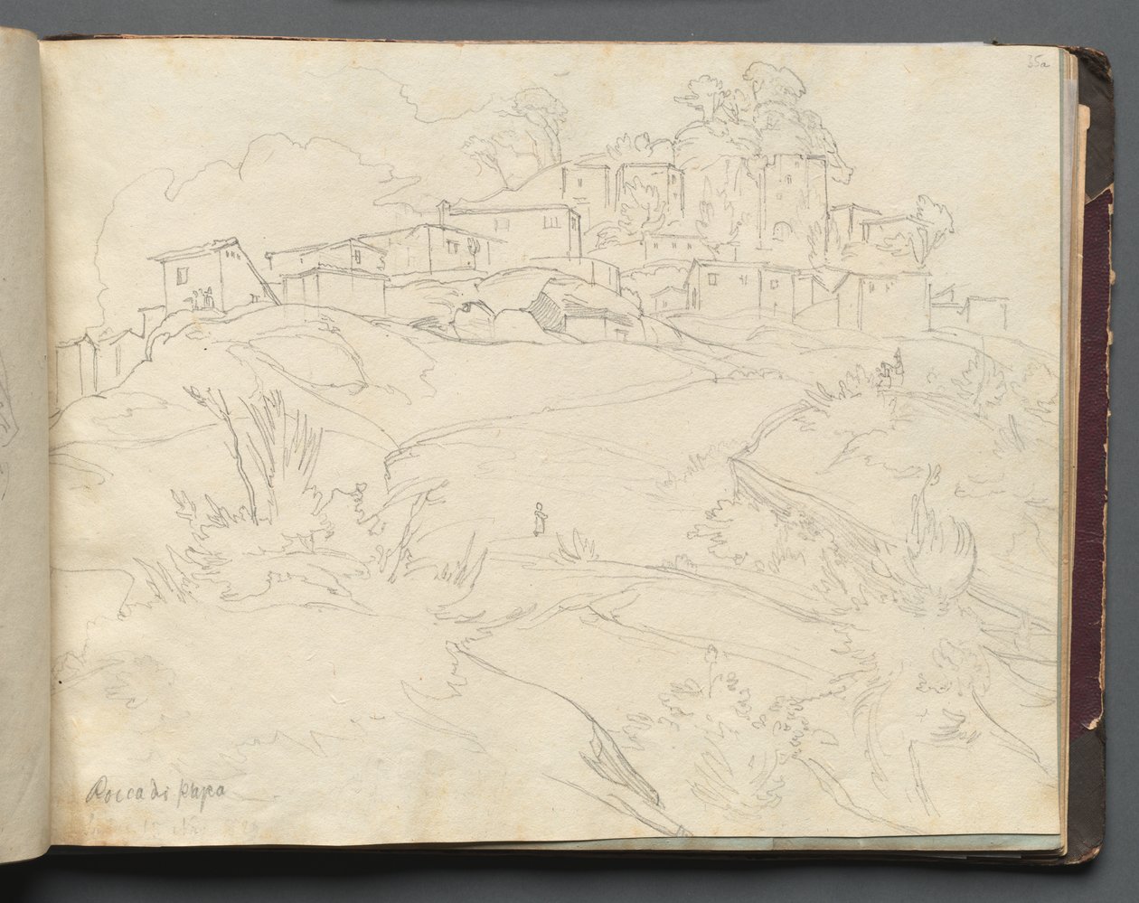 Album med utsikt över Rom och omgivningar, landskapsstudier, sida 35a: "Rocca di Papa" av Franz Johann Heinrich Nadorp