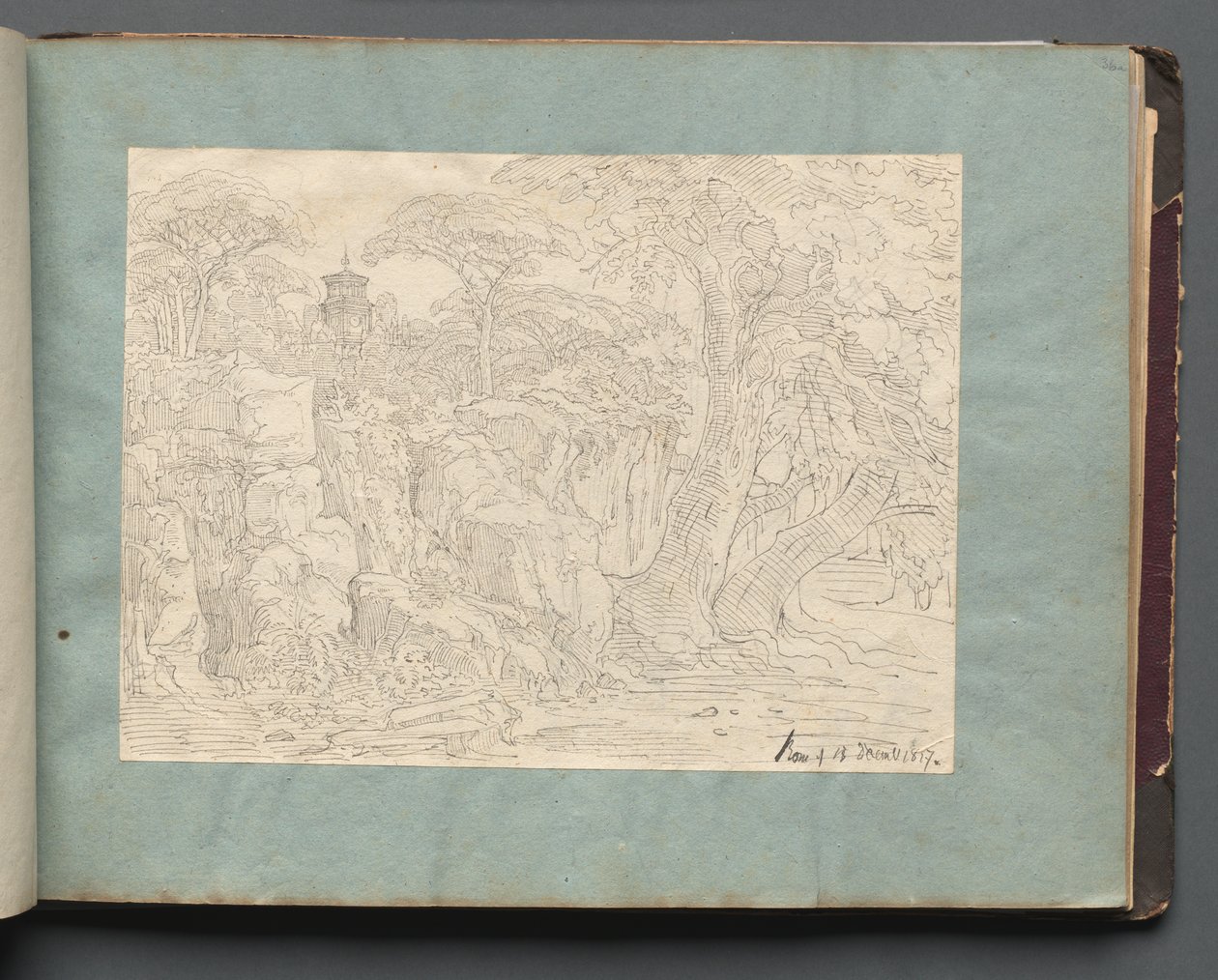 Album med utsikt över Rom och omgivningar, landskapsstudier, sida 36a: Romersk utsikt. av Franz Johann Heinrich Nadorp