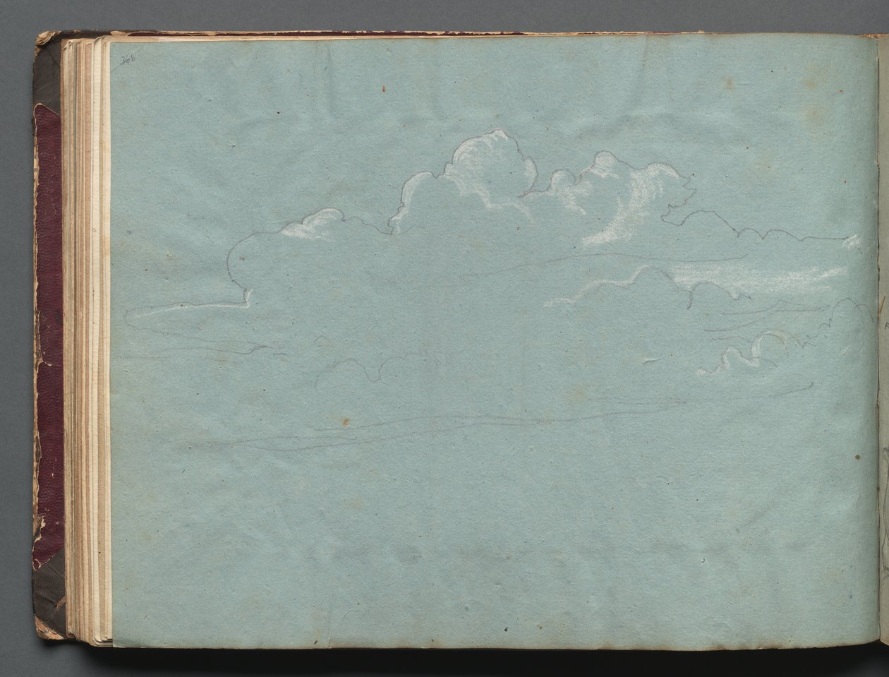 Album med utsikt över Rom och omgivningar, Landskapsstudier, sidan 36b: Molnstudie av Franz Johann Heinrich Nadorp