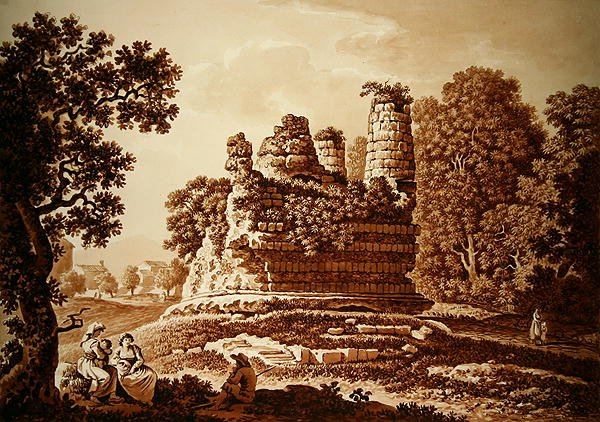 Horatii och Curiatiis grav (akvarell på papper) av Franz Kaisermaan