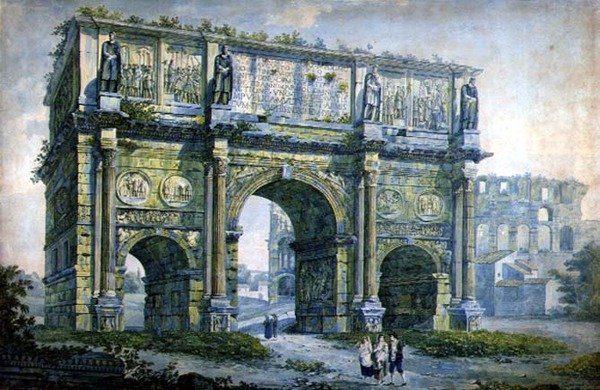 Konstantins triumfbåge, Rom (akvarell på papper) av Franz Kaisermaan