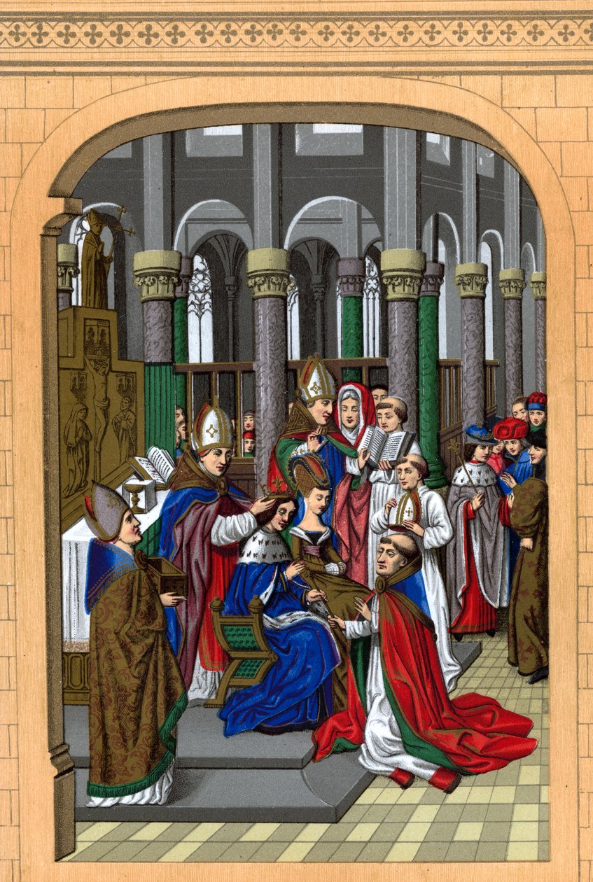 Kröning av Karl V, Frankrikes kung, 1300-talet, 1870. av Franz Kellerhoven