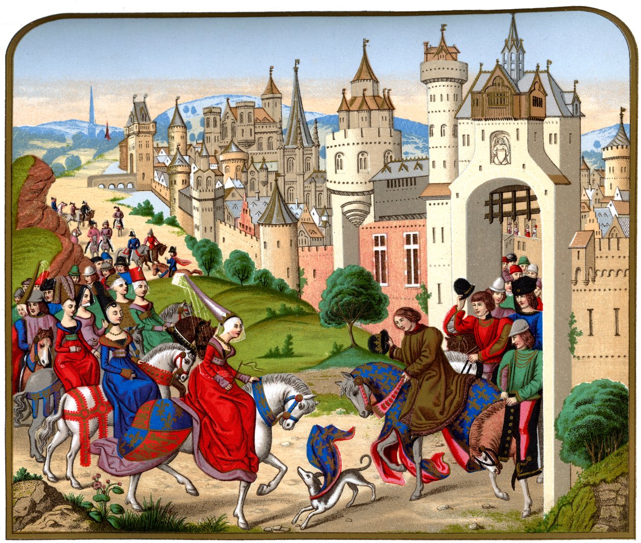 Drottning Isabeau av Bayerns intåg i Paris, c1500, 1870. av Franz Kellerhoven