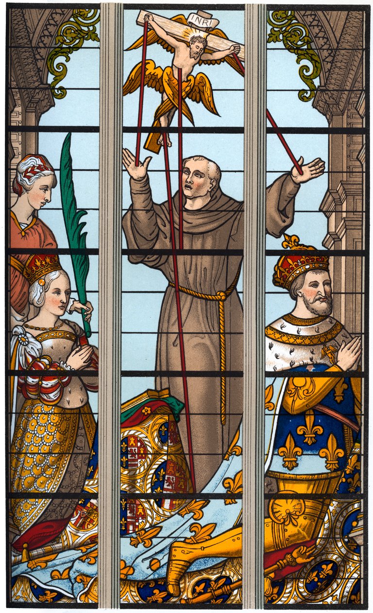 Francis I och Eleonore vid deras andakter, 1515-1547, 1870 av Franz Kellerhoven
