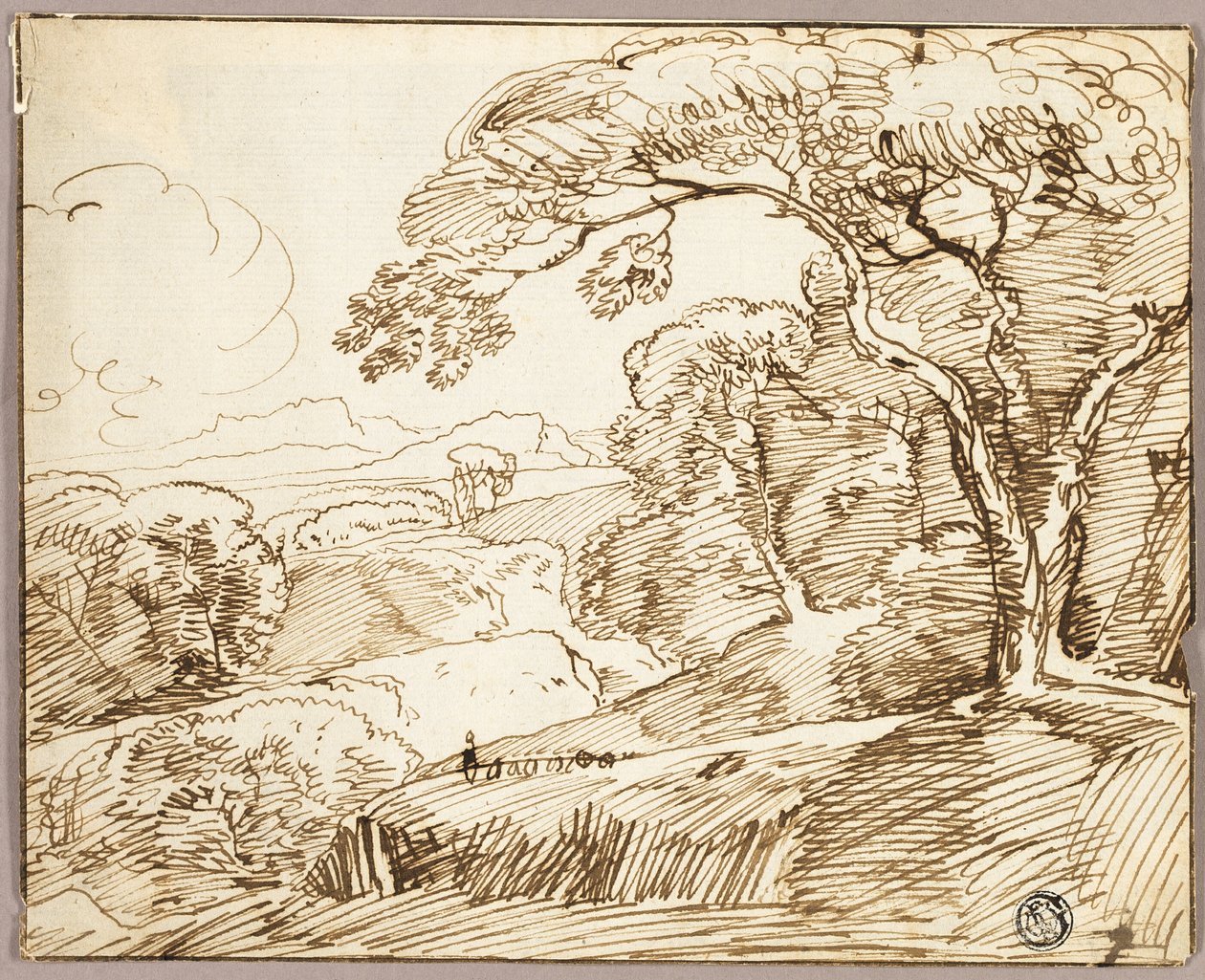Landskap med panoramautsikt av Franz Kobell