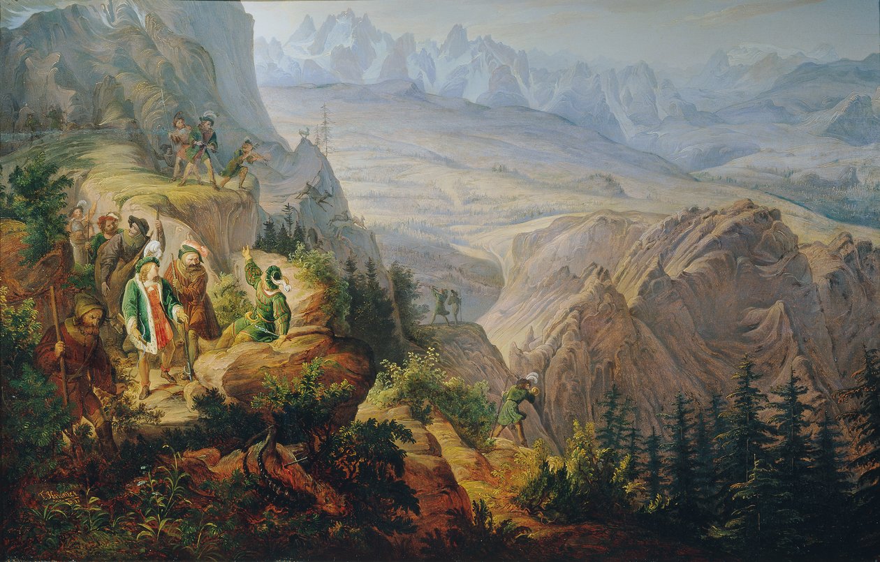 Kejsar Maximilian I (?) jagar en stenbock av Franz Krammer