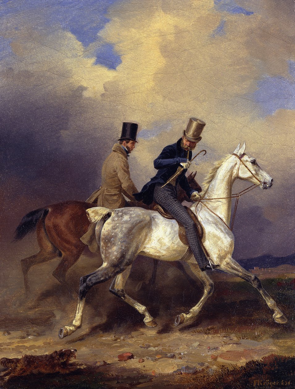 Prins Wilhelms ridtur i sällskap med konstnären av Franz Krüger