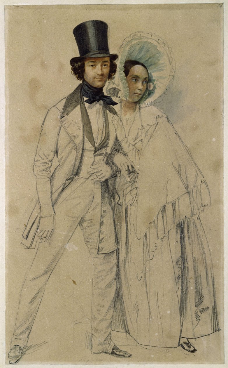 Makaran Paul och Amalie Taglioni (Studie till målningen ”Parad för första fotgardesregementet”, 1839) av Franz Krüger