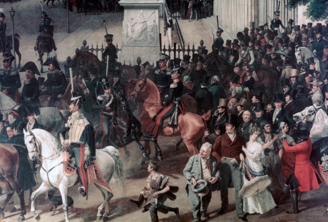 Parad på Operaplatsen, Berlin, detalj, c1817-1857 av Franz Krüger