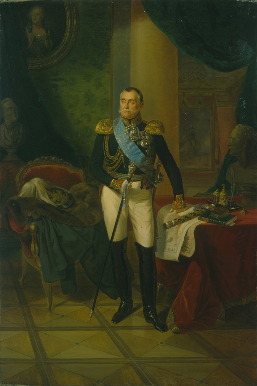 Porträtt av prins Pyotr Volkonsky 1776-1852, 1850 av Franz Krüger