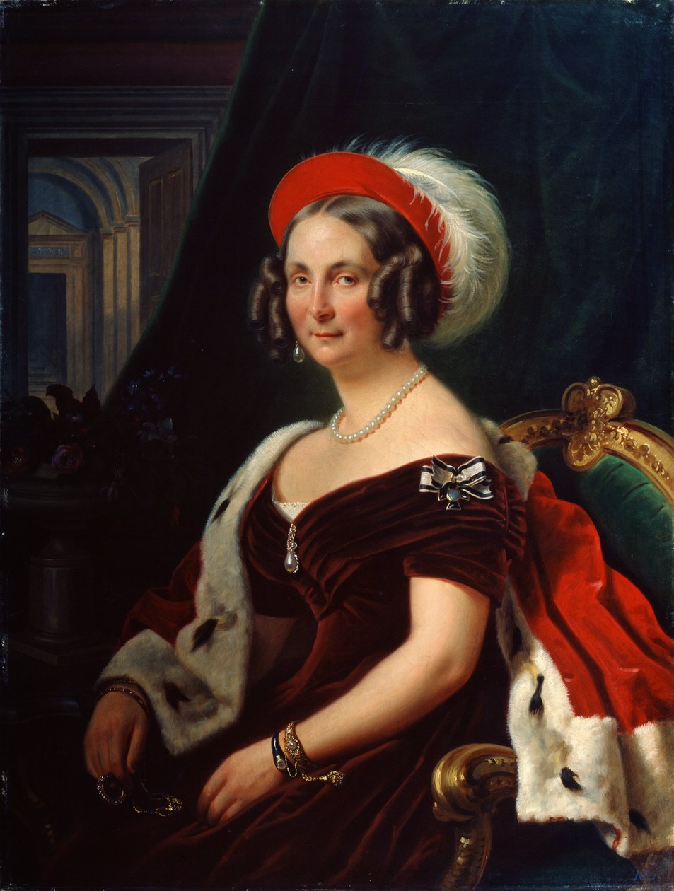 Porträtt av drottning Frederica av Hannover, 1778-1841, 1800-talet. av Franz Krüger