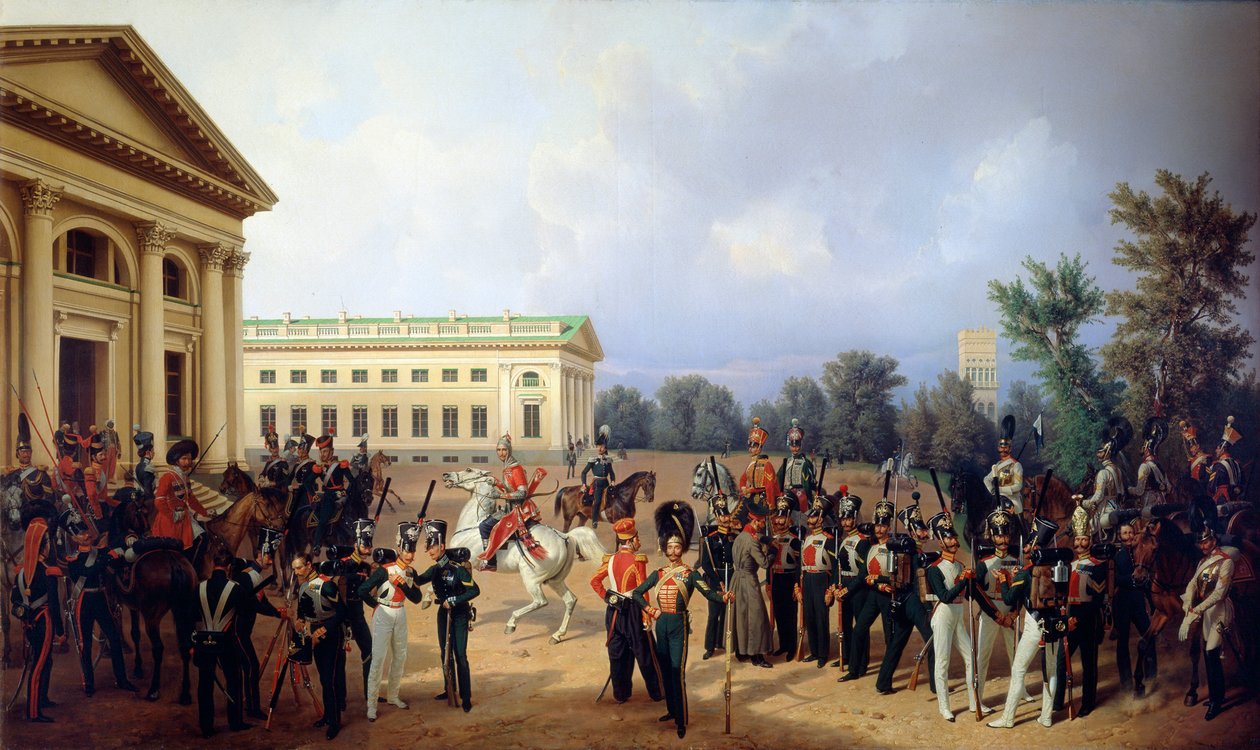Det kejserliga ryska gardet i Tsarskoye Selo 1832, 1841. av Franz Krüger