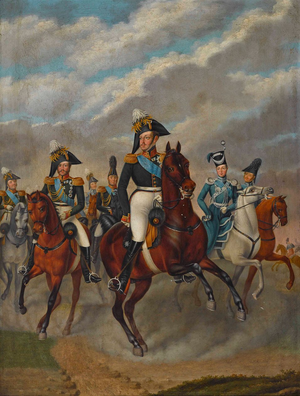 Tsar Nicholas I av Ryssland med Tsarevich Alexander och hans följe. av Franz Krüger