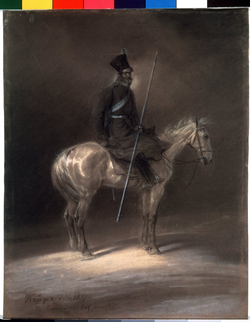 Kosack till häst. Kosack till häst. Teckning av Franz Kruger (1797-1857) av Franz Krüger