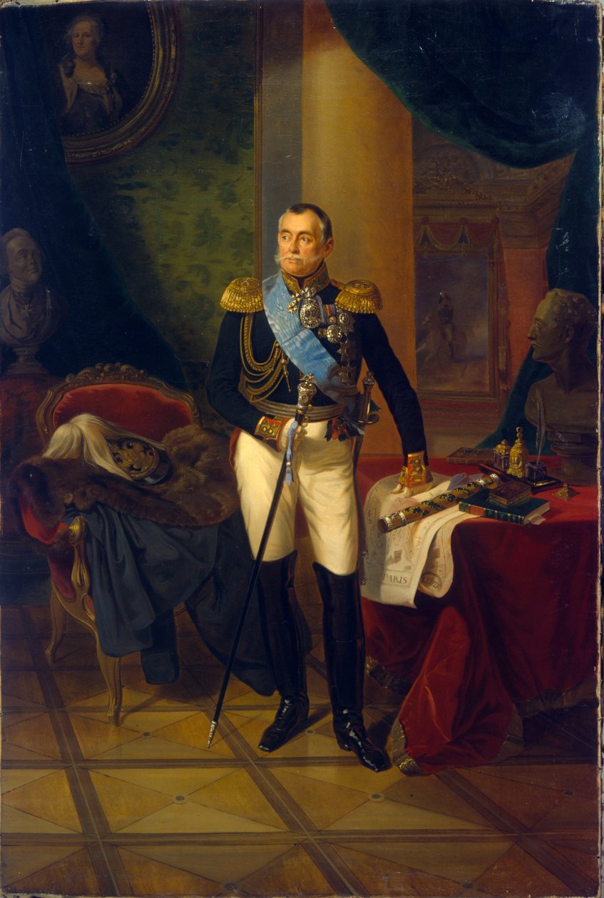 Porträtt av Piotr Volkonski (1776-1852), rysk marskalk och politiker. Målning av Franz Kruger (1797-1857), olja på duk av Franz Krüger