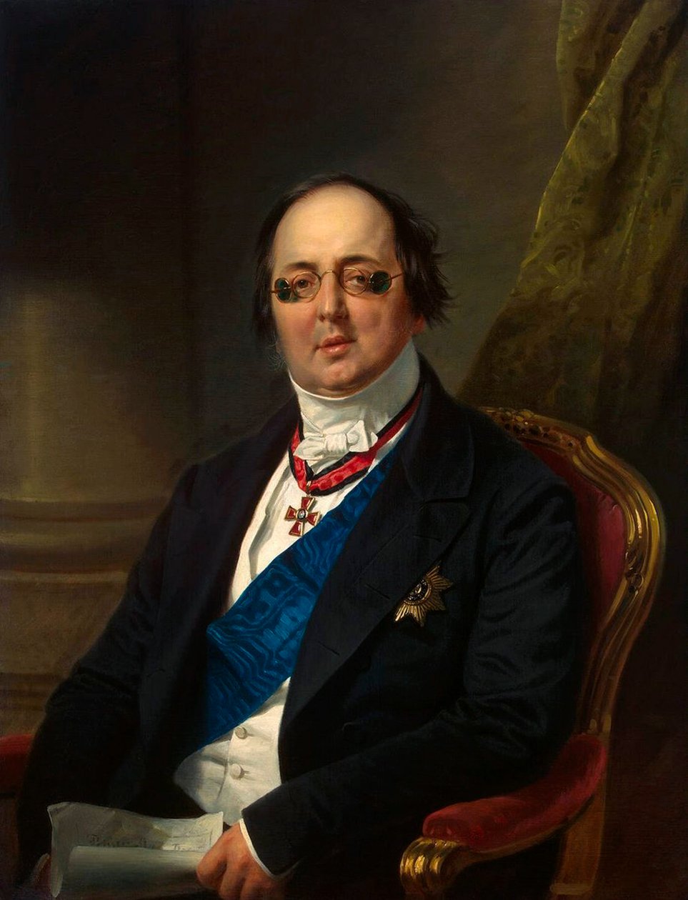 "Porträtt av greve Alexander Kushelev-Bezborodko", 1851-1852. av Franz Kruguer