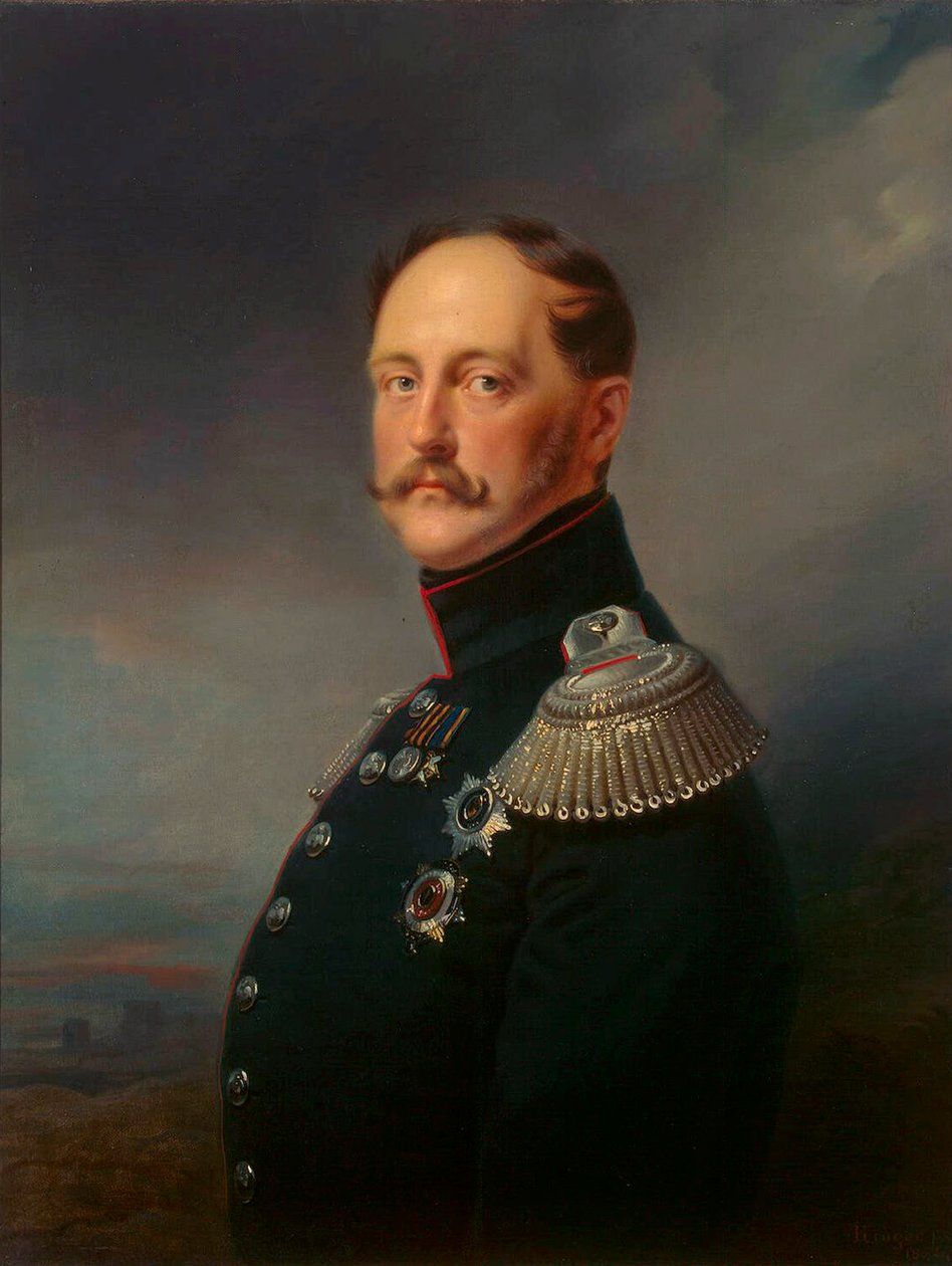 "Porträtt av kejsaren Nicholas I", 1796-1855, 1852. av Franz Kruguer