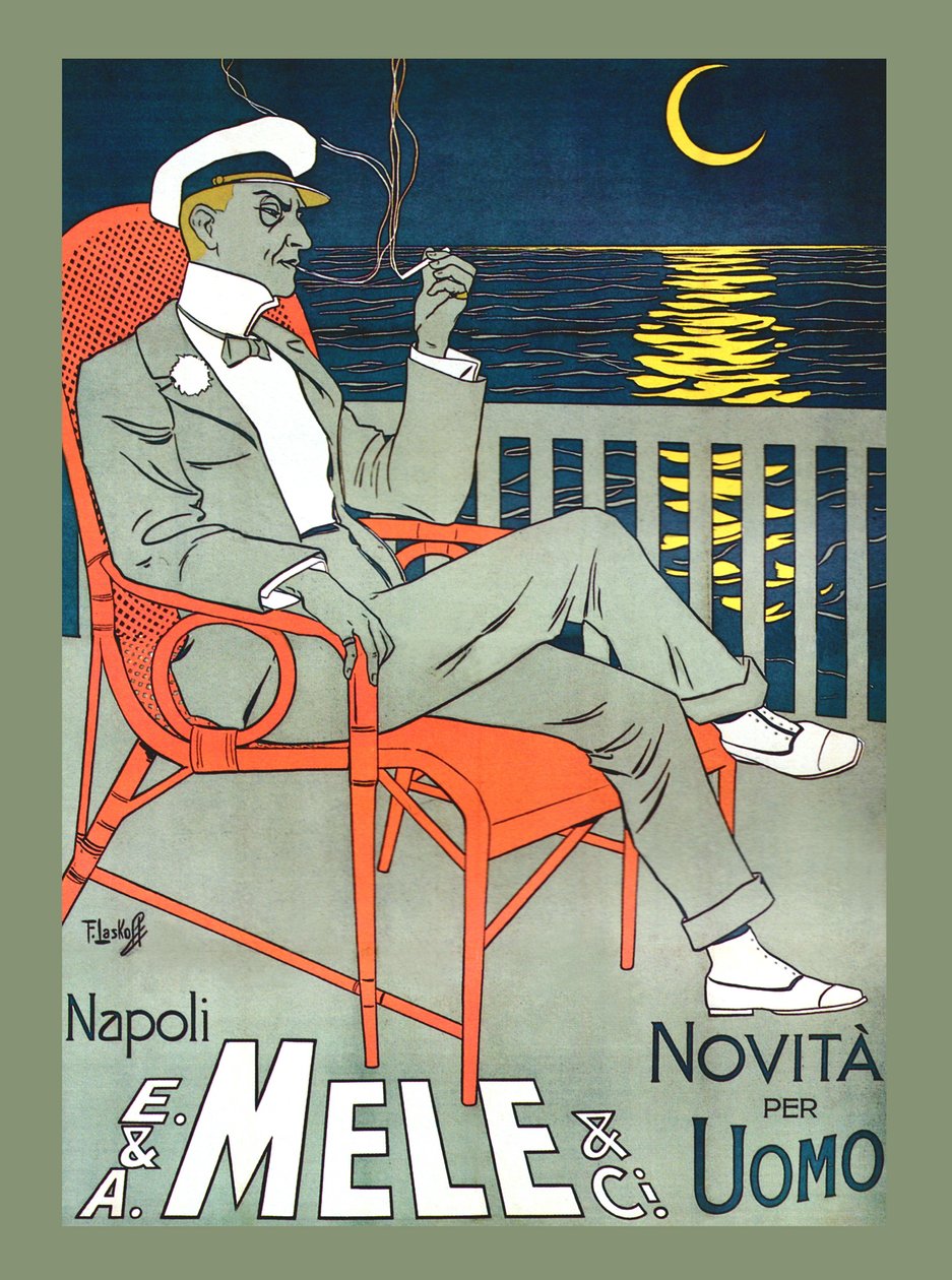 Lounging in Mele Fashion & Under a Crescent Moon, början av 1900-talet (affisch) av Franz Laskoff