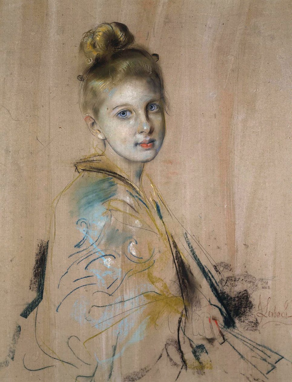 Flicka med ett fan, 1880-tal. av Franz von Lenbach