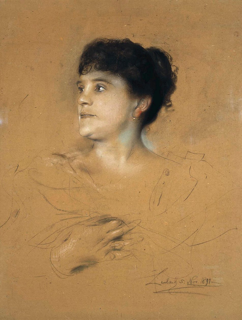 Porträtt av sångerskan Marcella Sembrich, 1858-1935, 1891. av Franz von Lenbach