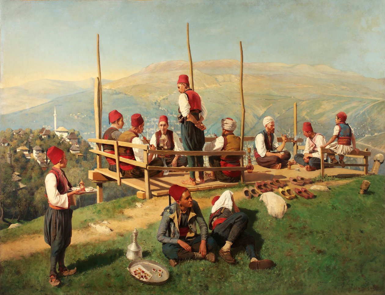 Turkiskt kaffehus i Sarajevo av Franz Leo Ruben