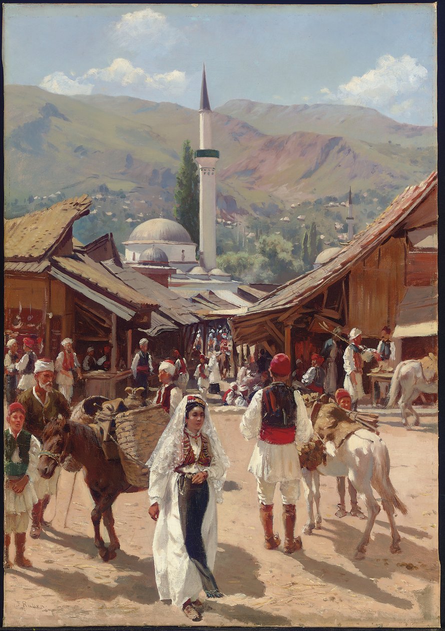 Utsikt över Bascarsija, Sarajevo (olja på duk) av Franz Leo Ruben