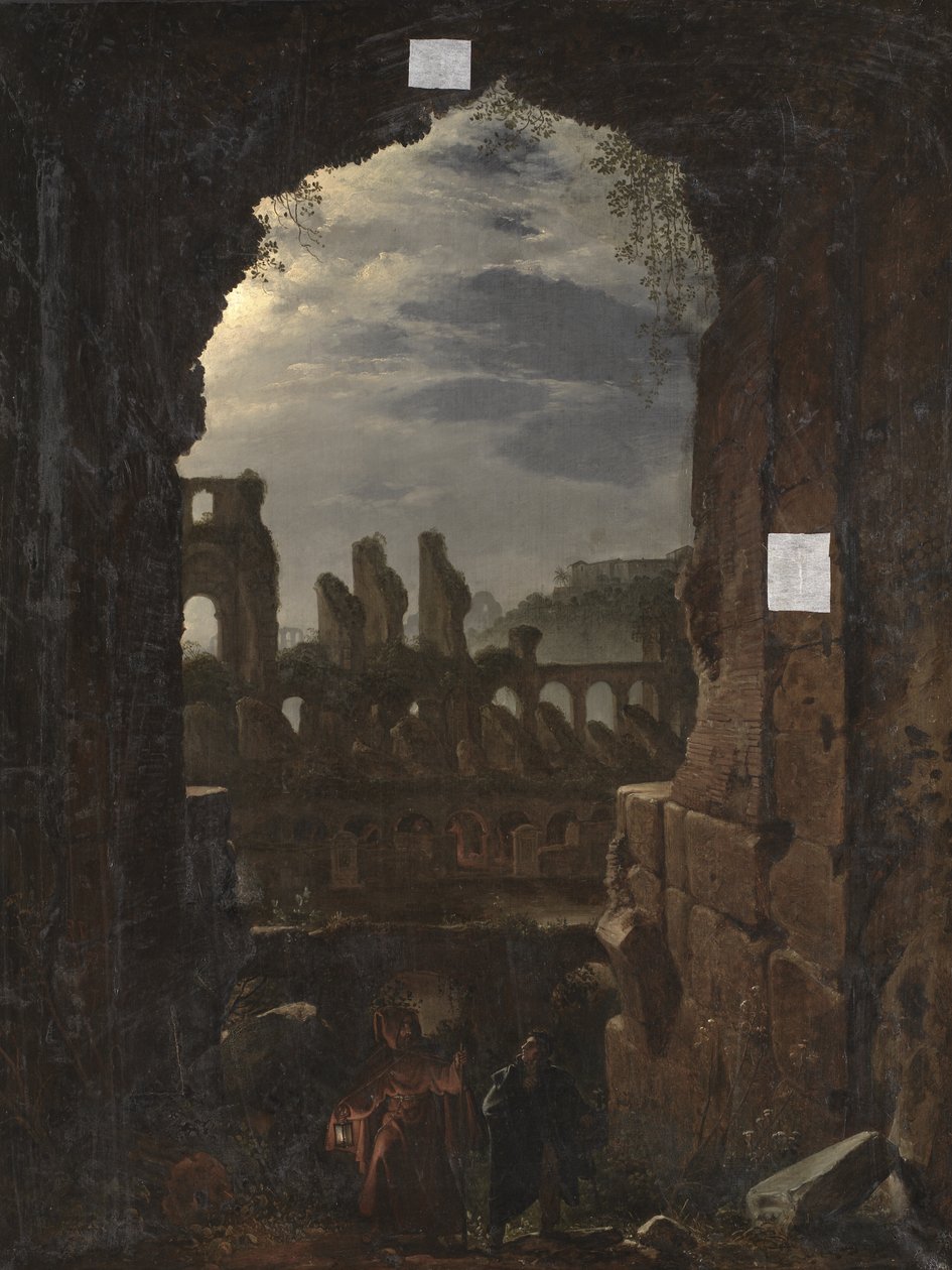 Utsikt över Colosseum i månsken av Franz Ludwig Catel