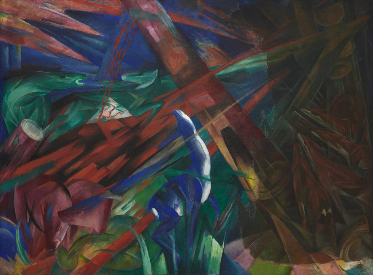 Djurens öden Träden visade sina ringar, djuren sina ådror, 1913. av Franz Marc