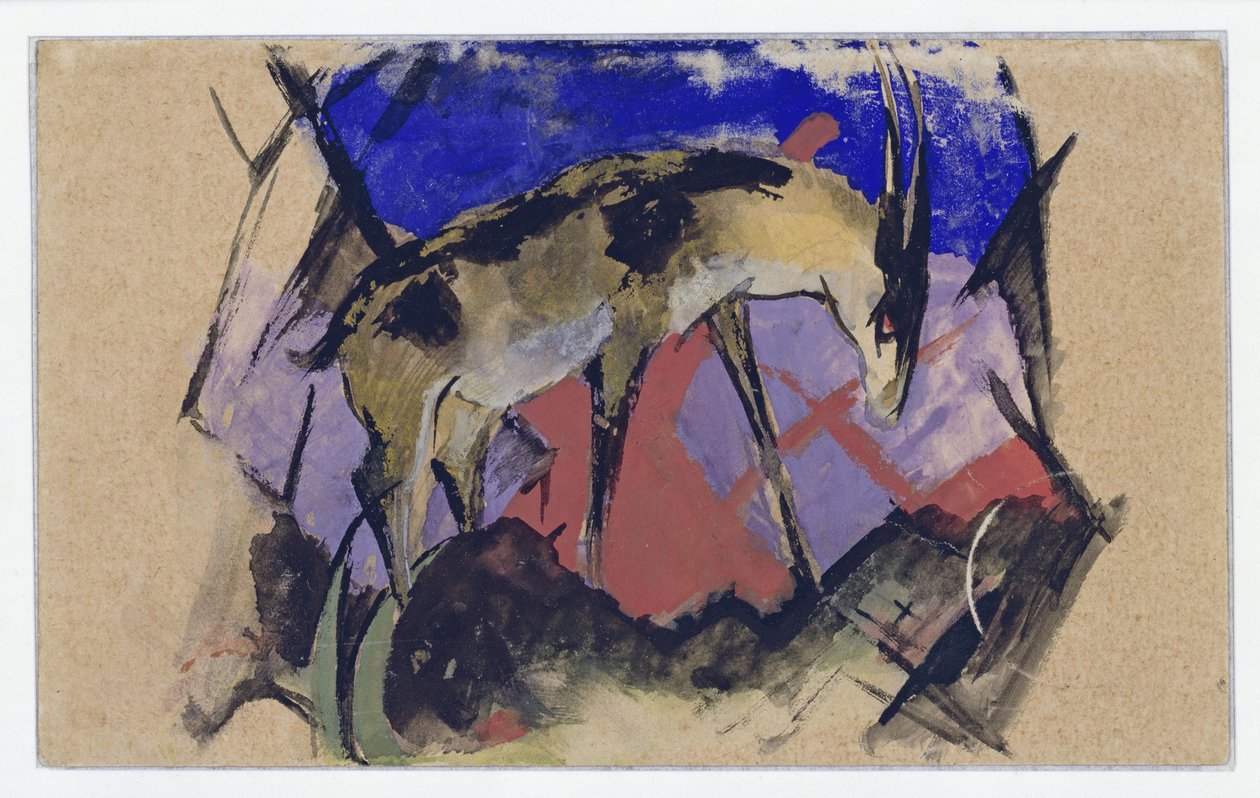 Antilope (auch: Steinbock) (Postkarte an Else Lasker-Schüler) av Franz Marc