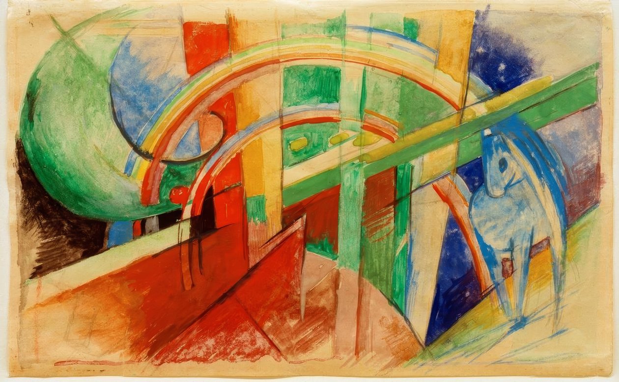 Blå häst med regnbåge av Franz Marc