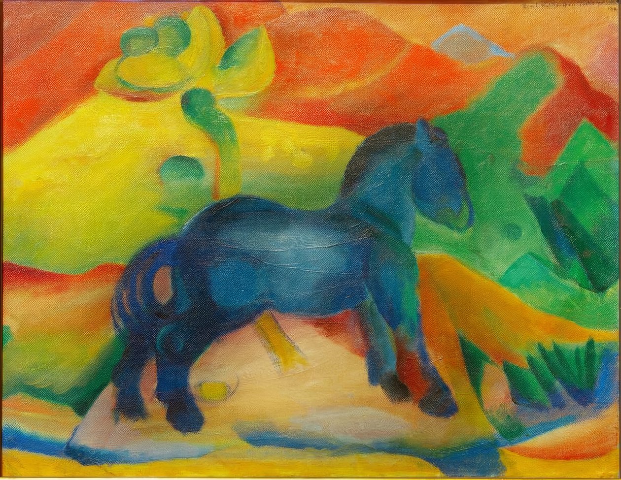 Blå häst, barnbild av Franz Marc