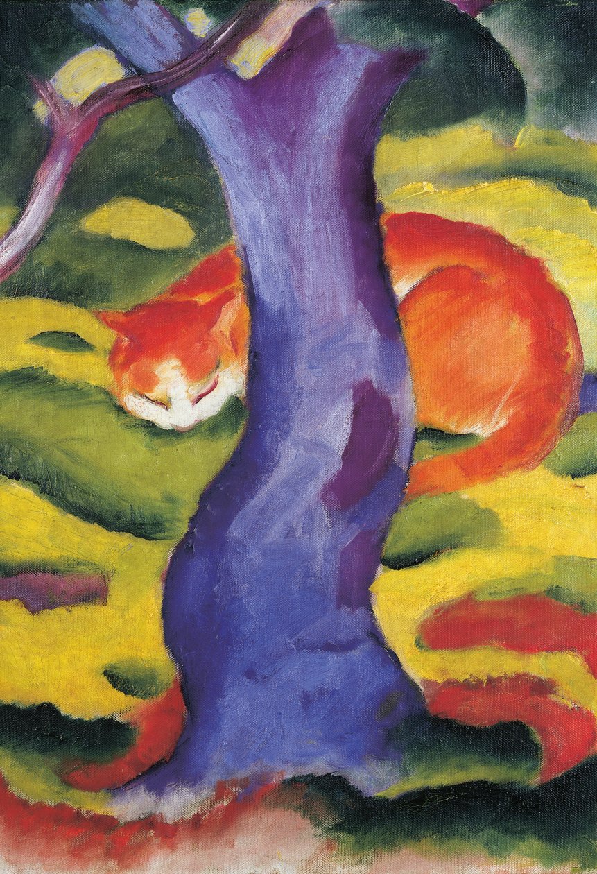 Katt bakom träd, 50x70 cm av Franz Marc