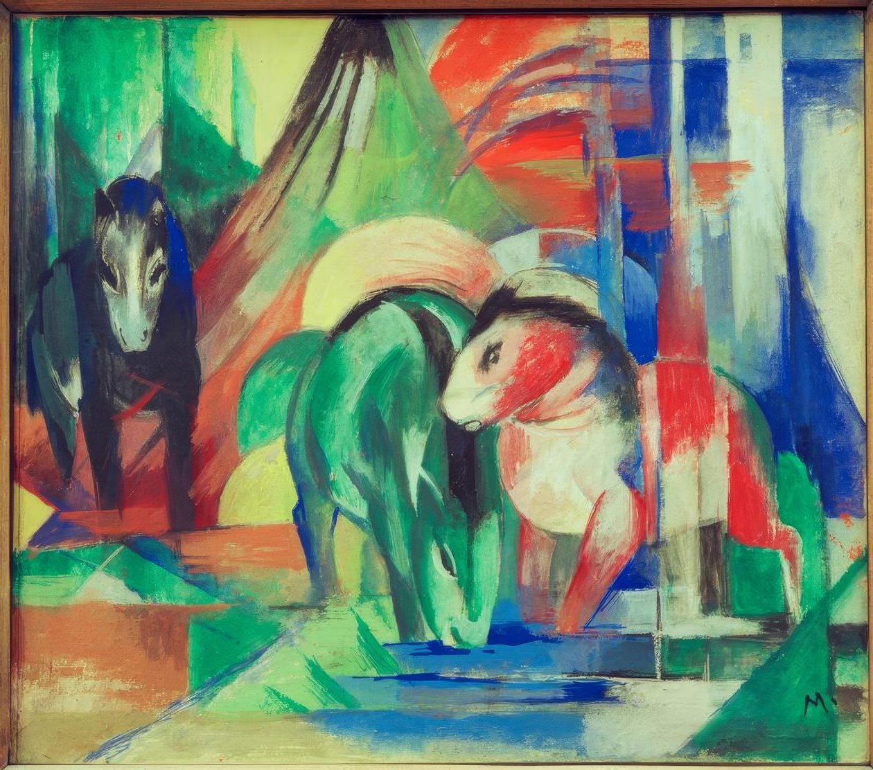 Tre hästar vid vattnet av Franz Marc